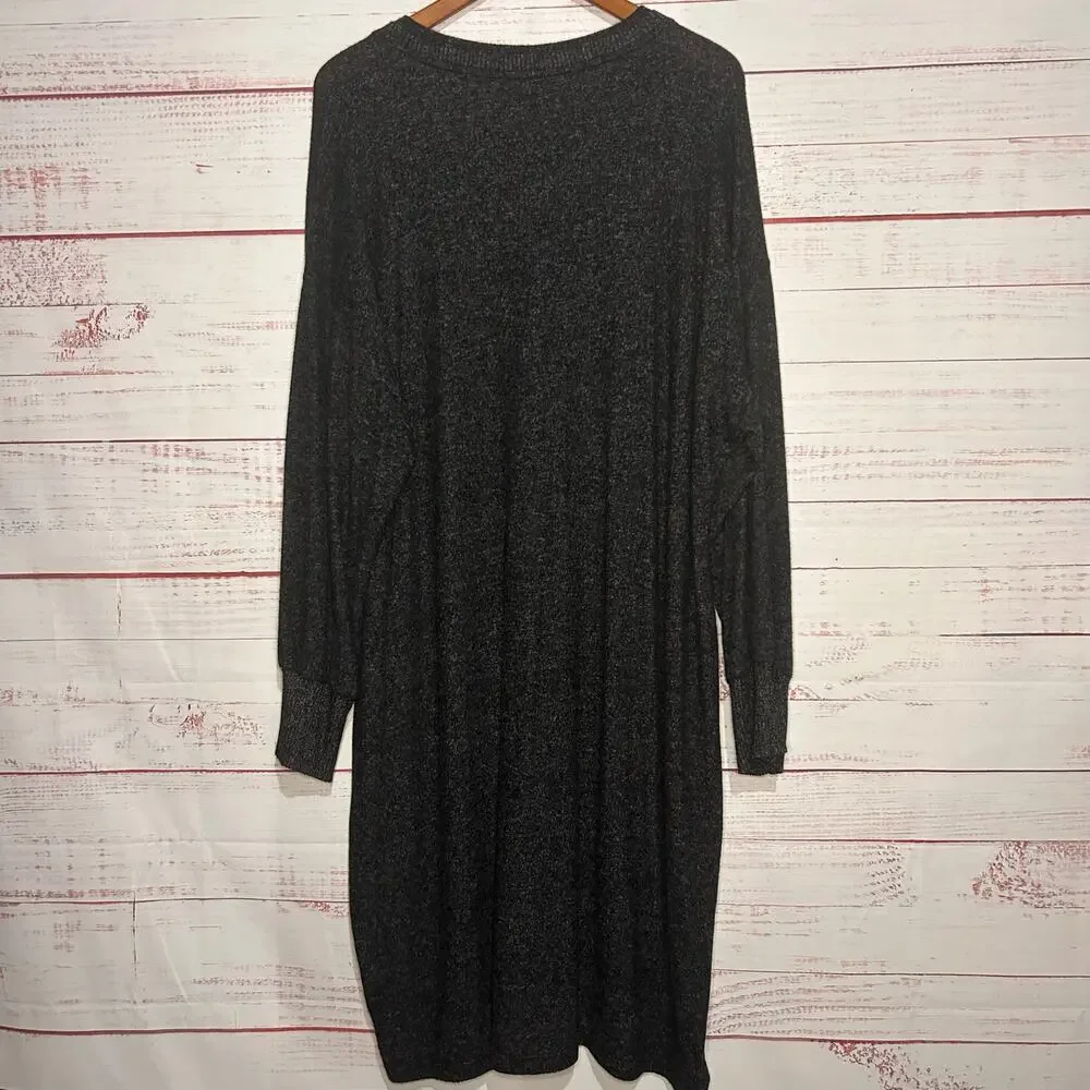 Bobeau Brush Knit Gray Long Sleeved Dress | Women’s 2X - Picture 5 of 5